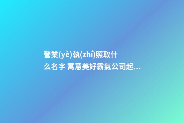 營業(yè)執(zhí)照取什么名字 寓意美好霸氣公司起名,起名之家